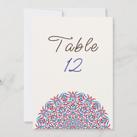 Coral Marble Stone Mandala Wedding Table Number Einladung (Vorderseite)