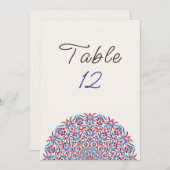 Coral Marble Stone Mandala Wedding Table Number Einladung (Vorne/Hinten)