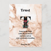 Coral Marble T Monogram Personalisierte Schrift Postkarte (Vorderseite)