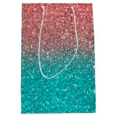 Coral Melon Orange Aquamarin Aqua Green Funkelnd G Mittlere Geschenktüte (Vorderseite)