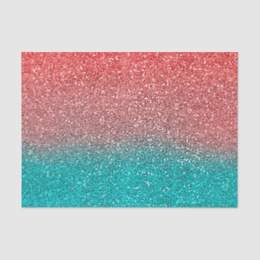 Coral Melon Orange Aquamarin Aqua Green Funkelnd G Seidenpapier (Vorderseite)