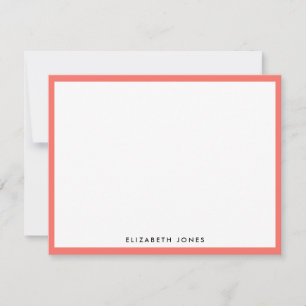 Coral Melon White Preppy Modern Classic Minimalist Mitteilungskarte