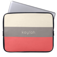Coral Minimalistisch Color Block Muster mit Name