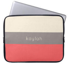 Coral Minimalistisch Color Block Muster mit Name Laptopschutzhülle