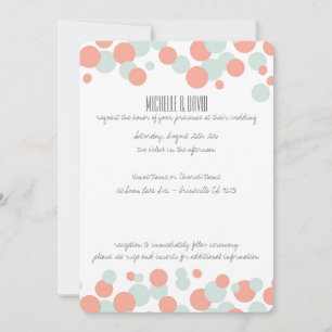 Coral & Mint Bubbles Confetti Hochzeitseinladungen Einladung