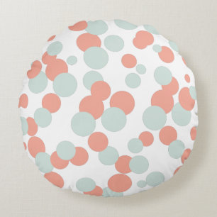 Coral & Mint Bubbles Confetti Muster Rundpilz Rundes Kissen
