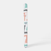 Coral Mint Linen Diagonal Zigzag Ikat Muster iPhone 16 Hülle (Linke Seite)