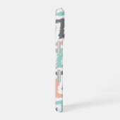 Coral Mint Linen Diagonal Zigzag Ikat Muster iPhone 16 Hülle (Rechte Seite)