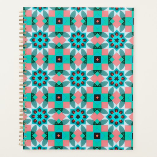 Coral & Mint Mandala Planer (Vorderseite)