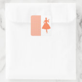 Coral Modern Hahnentrittmuster mit Mode-Silhouette Quadratischer Aufkleber (Tasche)