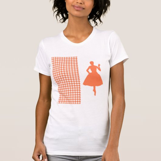 Coral Modern Hahnentrittmuster mit Mode-Silhouette T-Shirt (Vorderseite)