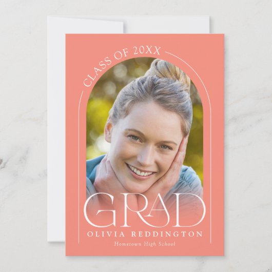 Coral Modern Minimal 2 Foto Arch Abschluss Ankündigung (Vorderseite)