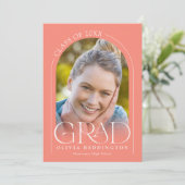 Coral Modern Minimal 2 Foto Arch Abschluss Ankündigung (Stehend Vorderseite)