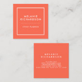 Coral Modern Minimalistisch Beruflich Quadratische Visitenkarte (Vorne/Hinten)