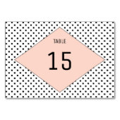 Coral Modern Polka Dots Table Card Tischnummer (Rückseite)