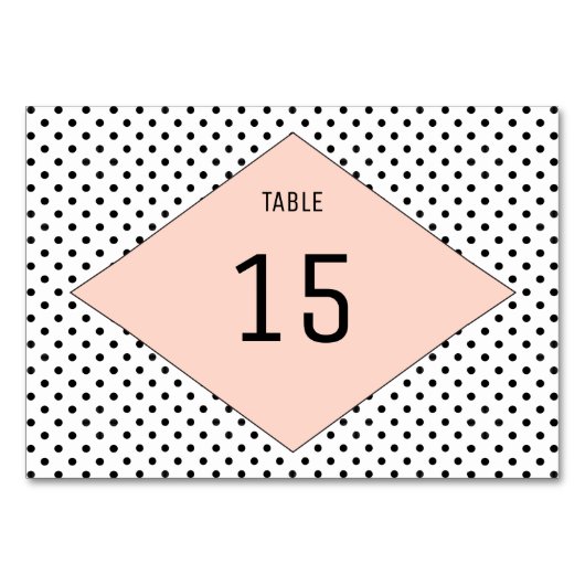 Coral Modern Polka Dots Table Card Tischnummer (Vorderseite)