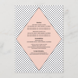 Coral Modern Polka Dots Wedding Info Card Begleitkarte