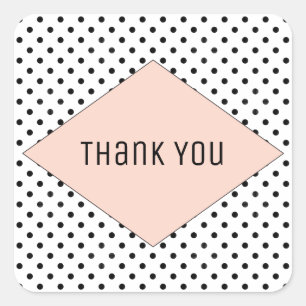 Coral Modern Polka Dots Wedding Vielen Dank Quadratischer Aufkleber