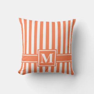 Coral Modern Strip mit Monogramm Kissen
