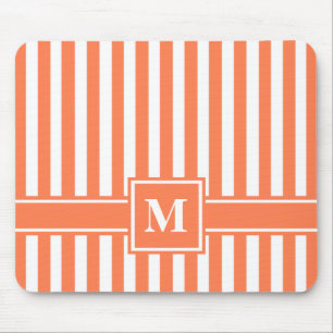 Coral Modern Strip mit Monogramm Mousepad