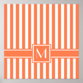 Coral Modern Strip mit Monogramm Poster (Vorne)