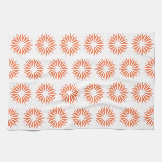 Coral Modern Sunbursts Geschirrtuch (Horizontal)