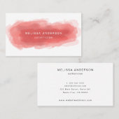 Coral Modern Watercolor Visitenkarte (Vorne/Hinten)