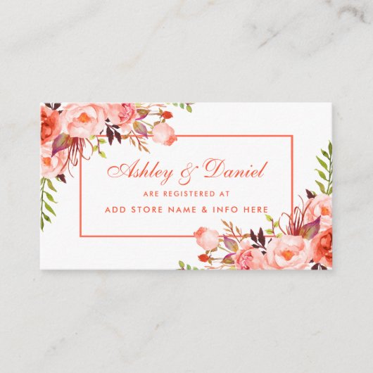 Coral Modern Wedding Registry Insert Card (Vorderseite)