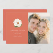 Coral Moderne Wedding Save The Date (Vorne/Hinten)