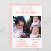 Coral Monogram Einfache Adoption 3 FotoCollage Ankündigung (Vorne/Hinten)