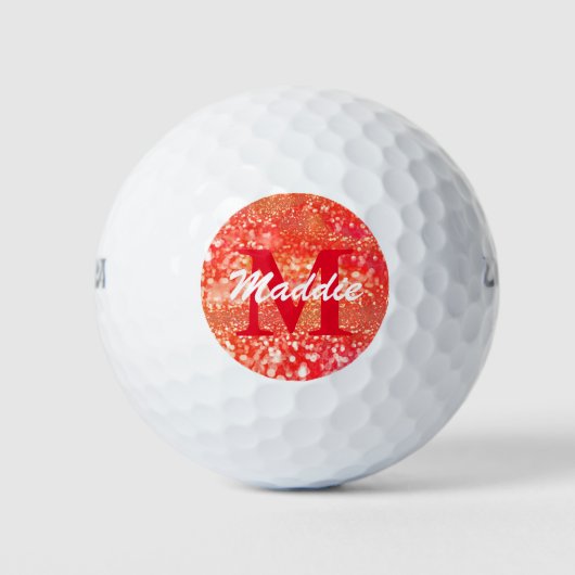 Coral Monogram Personalisiert Golf Ball (Vorderseite)