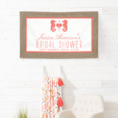 Coral Monogram Seepferd Beach Burlap Brautparty Banner (Insitu)