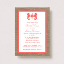 Coral Monogram Seepferd Beach Burlap Brautparty