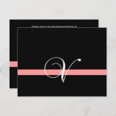 Coral Monogram V Wedding Reception Enclosure Card Begleitkarte (Vorne/Hinten)