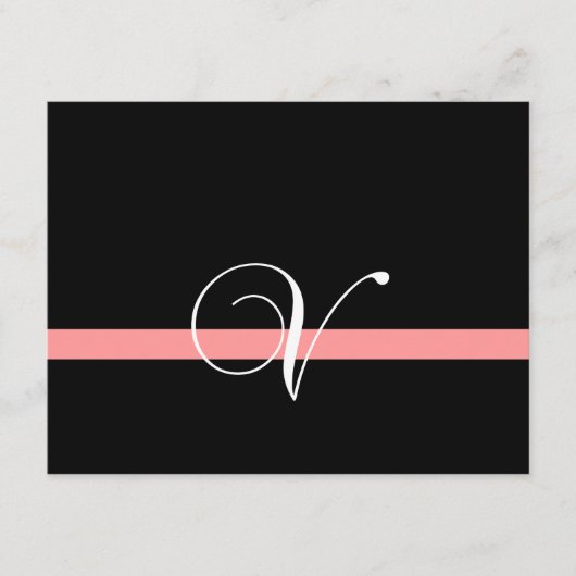 Coral Monogram V Wedding Reception Enclosure Card Begleitkarte (Vorderseite)