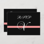 Coral Monogram V Wedding RSVP Card (Vorne/Hinten)