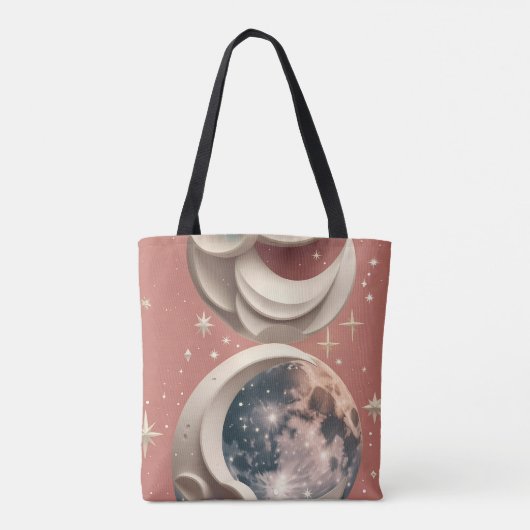 Coral Moon Warm Vibrant Aesthetic Tasche (Rückseite)