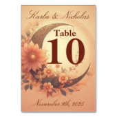 Coral Moonflower Wedding Tischnummer (Rückseite)