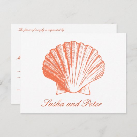 Coral Muschel Beach Wedding UAWG Postcard Einladungspostkarte (Vorne/Hinten)