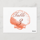 Coral Muscheln Beach Wedding Tischnummer Cards (Rückseite)