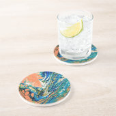 Coral N Blue Southwestern Beach Abstrakt Getränkeuntersetzer (Seite)