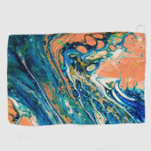 Coral N Blue Southwestern Beach Abstrakt Golfhandtuch (Horizontal)