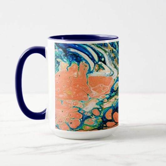 Coral N Blue Southwestern Beach Abstrakt Tasse (Links)