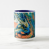 Coral N Blue Southwestern Beach Abstrakt Tasse (Zentrum)