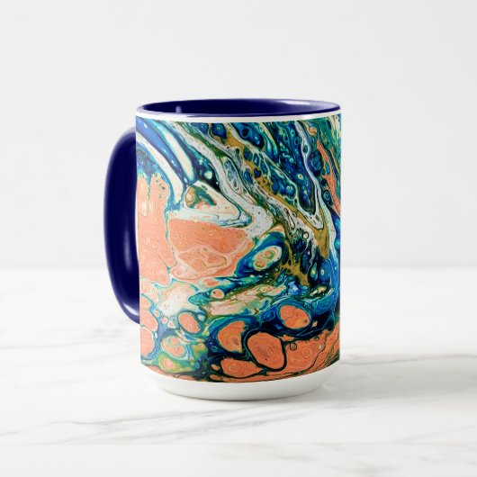 Coral N Blue Southwestern Beach Abstrakt Tasse (Vorderseite Links)