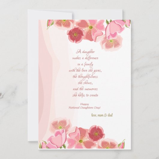 Coral National Daughters Day Card Einladung (Vorderseite)