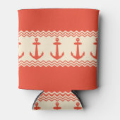 Coral Nautical Anchor Coastal Stripes Dosenkühler (Vorderseite)