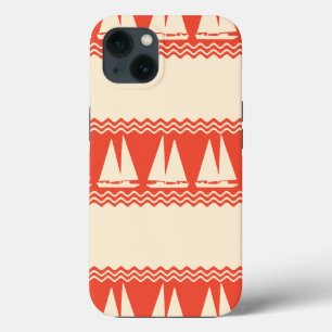 Coral Nautical Sailboat Coastal Stripes Case-Mate iPhone Hülle