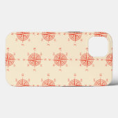 Coral Nautical Sailing Compass Case-Mate iPhone Hülle (Rückseite (Horizontal))