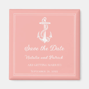 Coral Nauticaler Anker Save-the-Date-Magnet Magnet